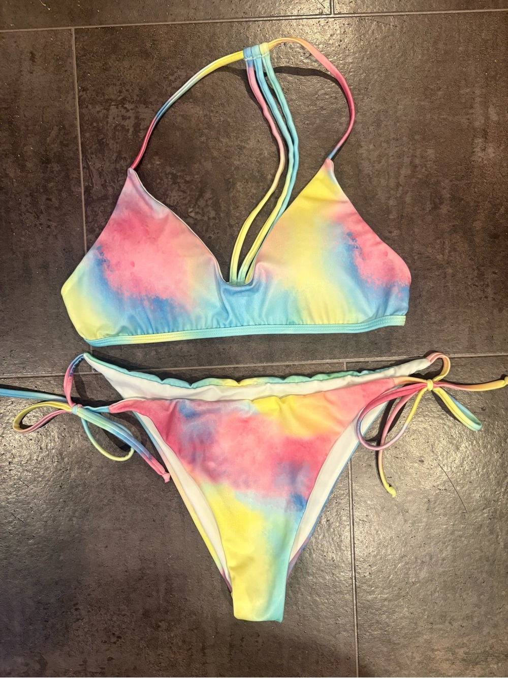 Plumeria Tie-Dye Pastel String Bikini Bathing Suit Cheeky Stappy Beach Summer